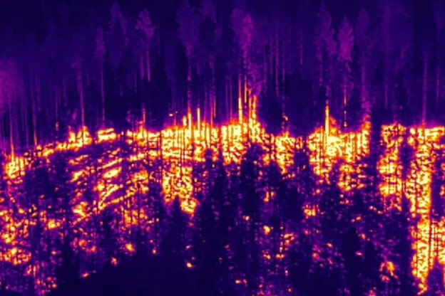 thermal imaging of a fire from a dji drone